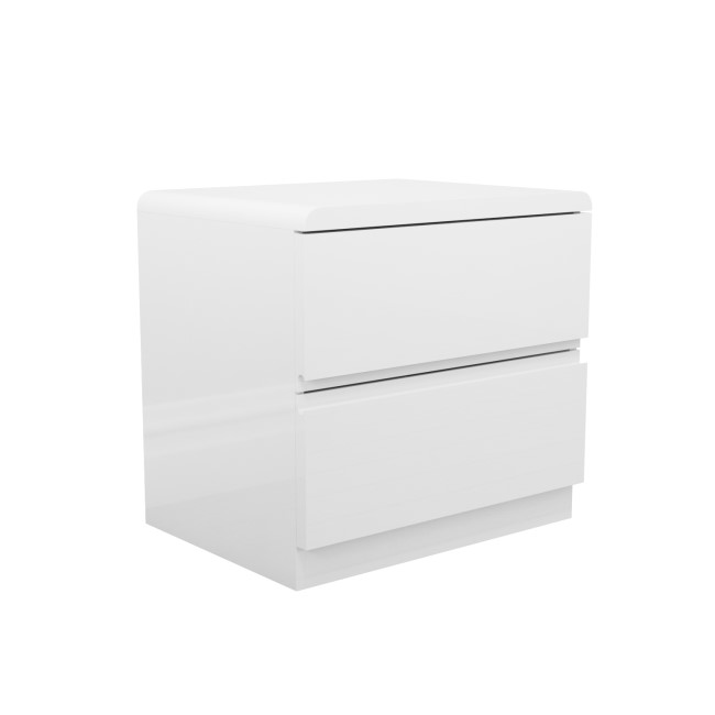 White High Gloss 2 Drawer Bedside Table - Lyra