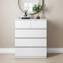 White High Gloss Chest of 5 Drawers - Lyra