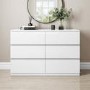 Wide White High Gloss Chest of 6 Drawers - Lyra