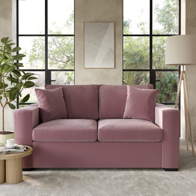 Pink Velvet Pull Out Sofa Bed - Seats 2 - Layton