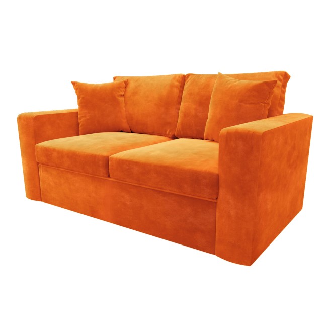 Orange Velvet Pull Out Sofa Bed - Seats 2 - Layton