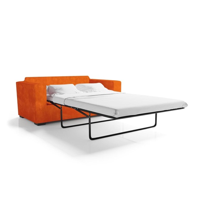 Orange Velvet Pull Out Sofa Bed - Seats 2 - Layton