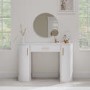 White and Gold Large Dressing Table with Storage Drawer and Shelves - Lily