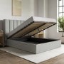 Grey Fabric Double Ottoman Bed With Winged Headboard - Maddox