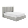 Grey Fabric Double Ottoman Bed With Winged Headboard - Maddox