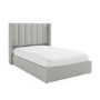 Grey Fabric Small Double Ottoman Bed With Winged Headboard - Maddox