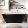 Freestanding Matt Black Back to Wall Double Ended Bath 1650 x 780mm - Manilla