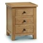 Solid Oak 3 Drawer Bedside Table - Marlborough - Julian Bowen 