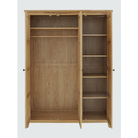 Solid Oak 3 Door Triple Wardrobe - Marlborough - Julian Bowen