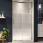 Chrome 8mm Fluted Glass Sliding Shower Door 1000mm Left Hand - Matira