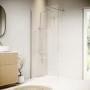 Walk In Shower 900mm Frameless Fluted Glass with Wall Support Bar - Matira