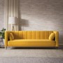 Yellow Velvet Click Clack Sofa Bed - Seats 3 - Mabel