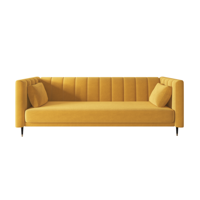 Yellow Velvet Click Clack Sofa Bed - Seats 3 - Mabel