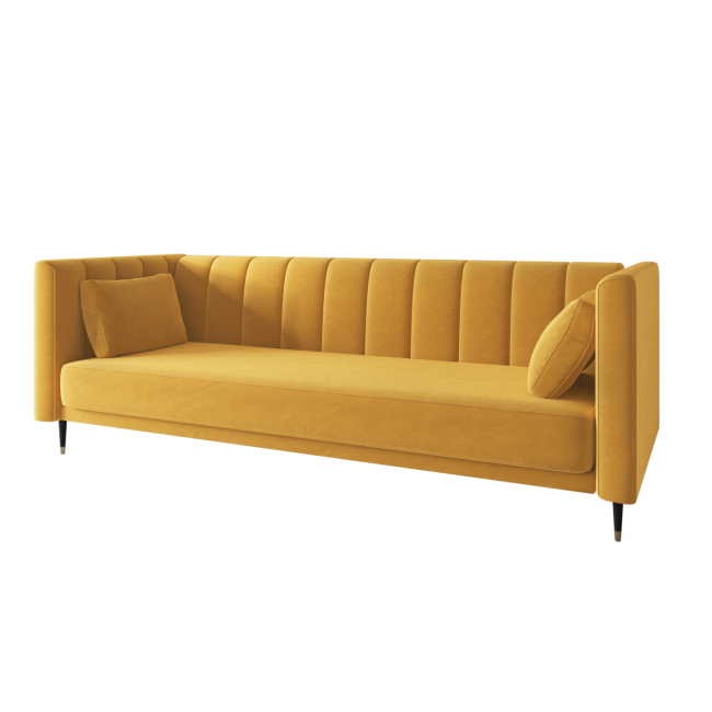 Yellow Velvet Click Clack Sofa Bed - Seats 3 - Mabel