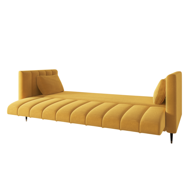 Yellow Velvet Click Clack Sofa Bed - Seats 3 - Mabel