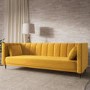 Yellow Velvet Click Clack Sofa Bed - Seats 3 - Mabel