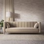 Beige Velvet Click Clack Sofa Bed - Seats 3 - Mabel