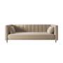 Beige Velvet Click Clack Sofa Bed - Seats 3 - Mabel