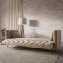 Beige Velvet Click Clack Sofa Bed - Seats 3 - Mabel