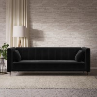 Black Velvet Click Clack Sofa Bed - Seats 3 - Mabel