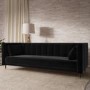 Black Velvet Click Clack Sofa Bed - Seats 3 - Mabel