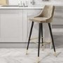 ALMOST PERFECT - Maddy Mink Velvet Bar Stool with Black Legs and Gold Tips