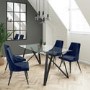 Set of 2 Navy Velvet Dining Chairs with Gold Leg Detailing - Maddy