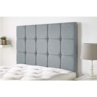 Double Grey Linen Fabric Buttoned Headboard - Peak