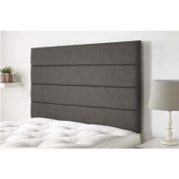 Double Dark Grey Linen Fabric Stripe Headboard - Langmere