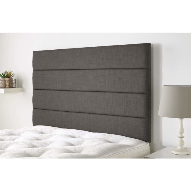 Double Dark Grey Linen Fabric Stripe Headboard - Langmere