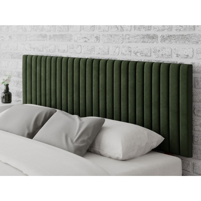 Striped Green Velvet Super King Size Headboard - Aspire