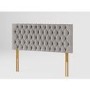 Buttoned Grey Velvet Double Headboard - Aspire