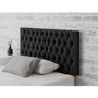 Buttoned Ebony Velvet Small Double Headboard - Aspire