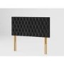 Buttoned Ebony Velvet Small Double Headboard - Aspire