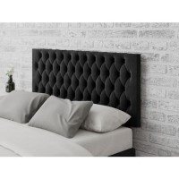 Buttoned Ebony Velvet Double Headboard - Aspire