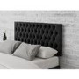 Buttoned Ebony Velvet Double Headboard - Aspire