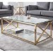 Rectangular Gold Glass Top Coffee Table - Miami