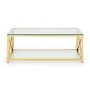 Rectangular Gold Glass Top Coffee Table - Miami