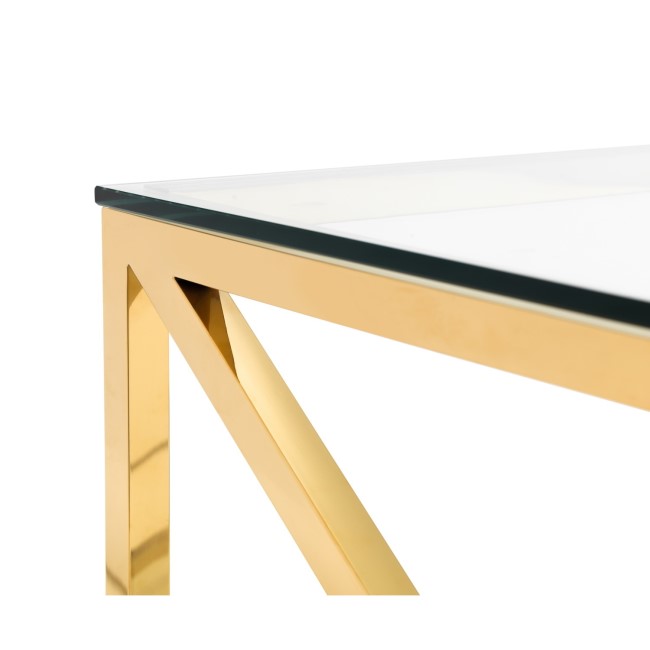 Rectangular Gold Glass Top Coffee Table - Miami