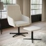 Cream Fabric Recliner Swivel Office Chair with Footrest  - Mila