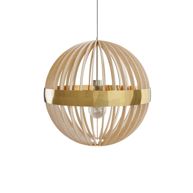 Large Globe Wooden Pendant Light - 45 x 44cm - Georgetown