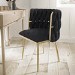 Black Linen Dressing Table Chair with Gold Legs - Malika