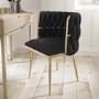 Black Linen Dressing Table Chair with Gold Legs - Malika