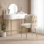 Cream Velvet Dressing Table Chair with Gold Legs - Malika