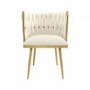 Cream Velvet Accent Chair with Gold Legs - Malika