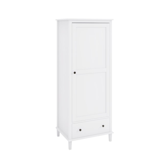 Slim White Single 1 Door Wardrobe with Drawer - Marlowe