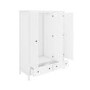 White Wooden 3 Door Triple Wardrobe with Drawers - Marlowe