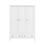 White Wooden 3 Door Triple Wardrobe with Drawers - Marlowe