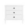 Wide White Wooden Bedside Table of 3 Drawers - Marlowe