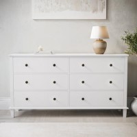 Wide Wooden Chest of 6 Drawers - Marlowe